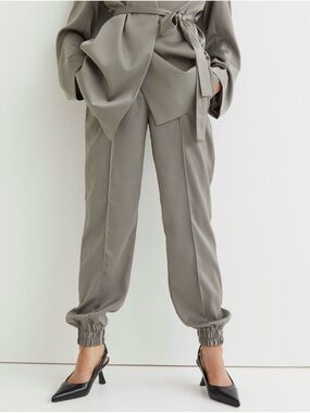 H&M silver gray satin joggers size 8 (new without tag).